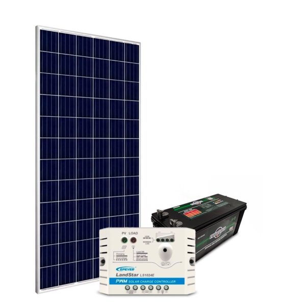 Kit Energia Solar Off Grid c/ Bateria 155Wp - até 488Wh/dia